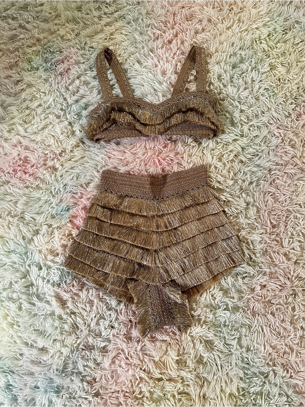 PatBO Metallic Fringe Top and Shorts Set Size 4 - Picture 4 of 11